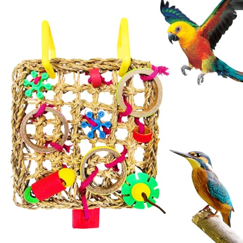 LURNODY Papageienspielzeug Wellensittich Spielzeug Zubehör, Futterwand Vogelspielzeug Mit Bunten Vogelkäfig Spielzeug Futterspielzeug, Essbare Aus Seegras Gewebte Kletter Zubehör LURNODY Papageienspielzeug Wellensittich Spielzeug Zubehör, Futterwand Vogelspielzeug Mit Bunten Vogelkäfig Spielzeug Futterspielzeug, Essbare Aus Seegras Gewebte Kletter Zubehör von LURNODY
