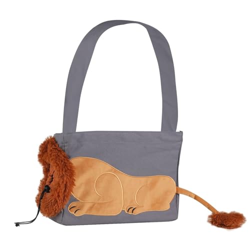 LUSIMIN Tierförmiger Katzentransporter, Katzenkopf Kann Herausgestreckt Werden Leichte Haustierhandtasche Tote Bag Outdoor Travel Multipurpose Bag Kitten Puppy Shoulder Bag Cat (L,Dark Grey) von LUSIMIN