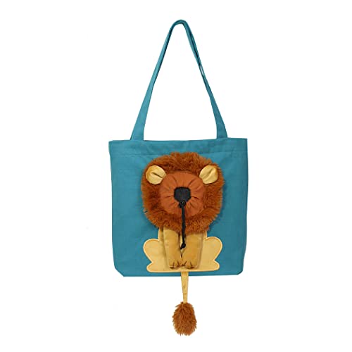 Tragetasche für Katzen, Cartoon-Löwe, Haustier-Tragetasche, tragbar, für kleine Hunde und Katzen, faltbar, mehrfarbig, Einheitsgröße (blau) von LUTAKU