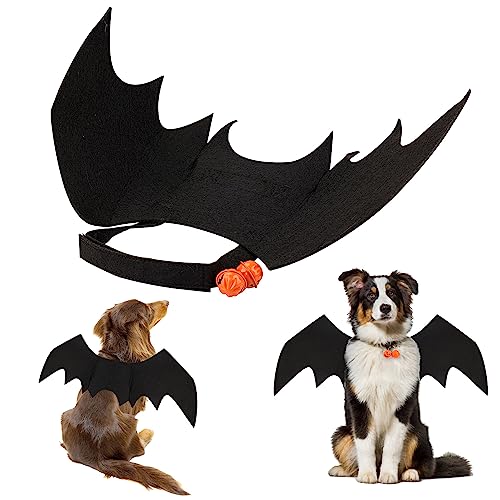 LUTER Halloween-Hundefledermausflügel, Niedlich Katzen Fledermausflügel Fledermausflügel Hund mit Kürbisglocke Fledermaus Kostüm Hund Hunde Party-Dekoration Anziehen Lustig Cosplay-Kostüme (S) von LUTER
