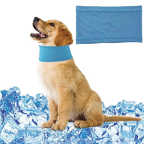 Kühlendes Halstuch für Hunde, Atmungsaktiv Sofortiges Kühlhalstuch für Hunde Kühlhandtuch für Hunde Kühlhalsband für Hunde mit Loch für die Leine für Hunde Haustiere im Sommer (Blau) von LUTER