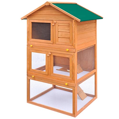 Kaninchenstall für den Außenbereich, 3 Schichten, Holztiere und Haustierbedarf von LUVYIMO