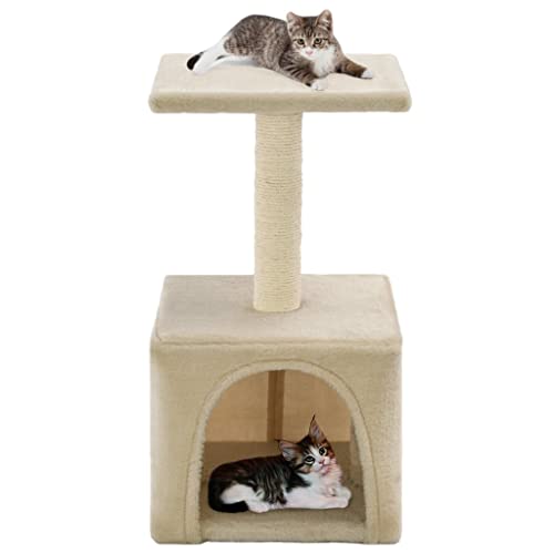 Katzenbaum mit Sisal Kratzbaum 55cm Beige-Tiere & Haustierbedarf Haustierbedarf Katzenbedarf Katzenmöbel von LUVYIMO
