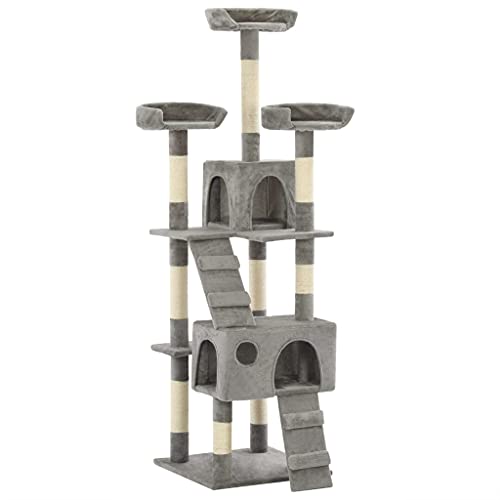 Katzenbaum mit Sisal Kratzstämme 170cm Grau Tiere & Haustierbedarf Haustierbedarf Katzenzubehör Katzenmöbel von LUVYIMO