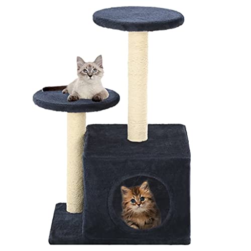Katzenbaum mit Sisal Kratzstämme 60cm dunkelblau Tiere & Haustierbedarf Haustierbedarf Katzenzubehör Katzenmöbel von LUVYIMO