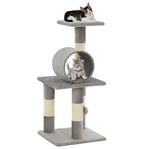 Katzenbaum mit Sisal Kratzstämme 65cm Grau Tiere & Haustierbedarf Haustierbedarf Katzenzubehör Katzenmöbel von LUVYIMO