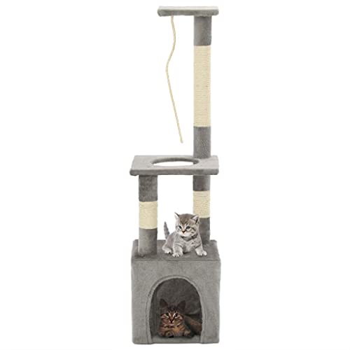 Katzenbaum mit Sisal-Kratzstämmen 109 cm Grau-Tiere & Haustierbedarf Haustierbedarf Katzenbedarf Katzenmöbel von LUVYIMO