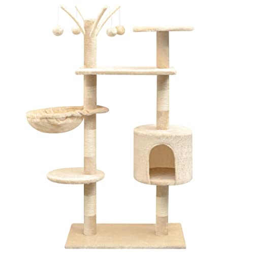 Katzenbaum mit Sisal-Kratzstämmen 125 cm Beige-Tiere & Haustierbedarf Haustierbedarf Katzenbedarf Katzenmöbel von LUVYIMO