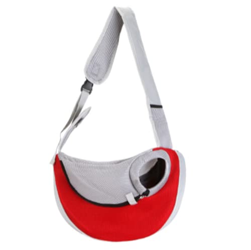 LUVYIMO Haustiertasche Pet Umhängetasche Aausgehende Tasche Modetrend Mode Schräge Katze Tasche (L, cremefarben mit rot) von LUVYIMO