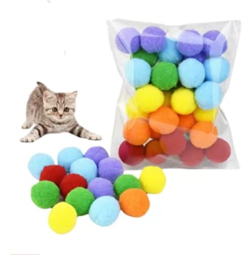 LUVYIMO Katzenspielzeugball Katze Pompom 10 Stück Katze Spielzeug Bälle 2,5CM Hüpfender Haarball Der KatzeElastischer Haarball Aus Polyester leise Nicht laut von LUVYIMO