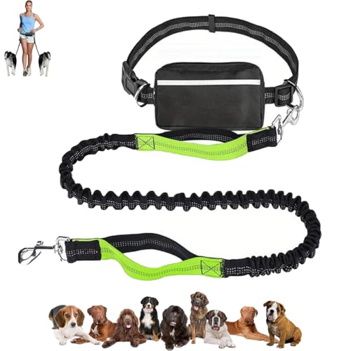LUYJWZN Upliftjoys Dog Leash, Upliftjoys Hands Free Dog Leash with Zipper Pouch, Dual Padded Handles Waist Leashes for Medium and Large Dog, Reflective Design (A,Single Rope) von LUYJWZN