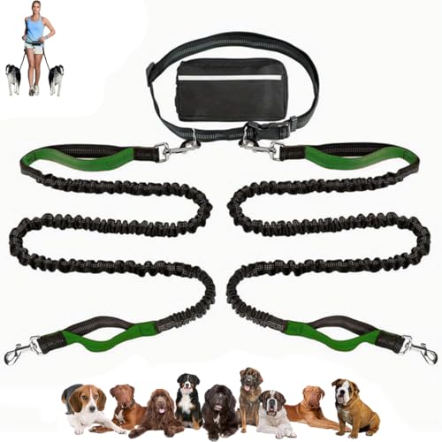 LUYJWZN Upliftjoys Dog Leash, Upliftjoys Hands Free Dog Leash with Zipper Pouch, Dual Padded Handles Waist Leashes for Medium and Large Dog, Reflective Design (D,Double Rope) von LUYJWZN