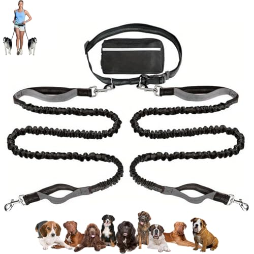 LUYJWZN Upliftjoys Dog Leash, Upliftjoys Hands Free Dog Leash with Zipper Pouch, Dual Padded Handles Waist Leashes for Medium and Large Dog, Reflective Design (E,Double Rope) von LUYJWZN
