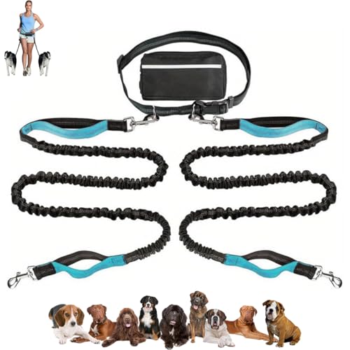 LUYJWZN Upliftjoys Dog Leash, Upliftjoys Hands Free Dog Leash with Zipper Pouch, Dual Padded Handles Waist Leashes for Medium and Large Dog, Reflective Design (F,Double Rope) von LUYJWZN