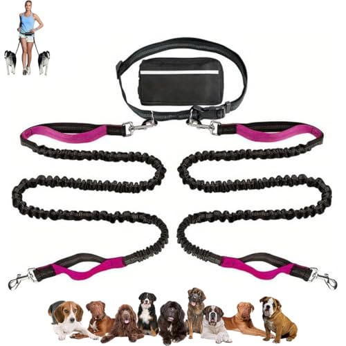 LUYJWZN Upliftjoys Dog Leash, Upliftjoys Hands Free Dog Leash with Zipper Pouch, Dual Padded Handles Waist Leashes for Medium and Large Dog, Reflective Design (G,Double Rope) von LUYJWZN