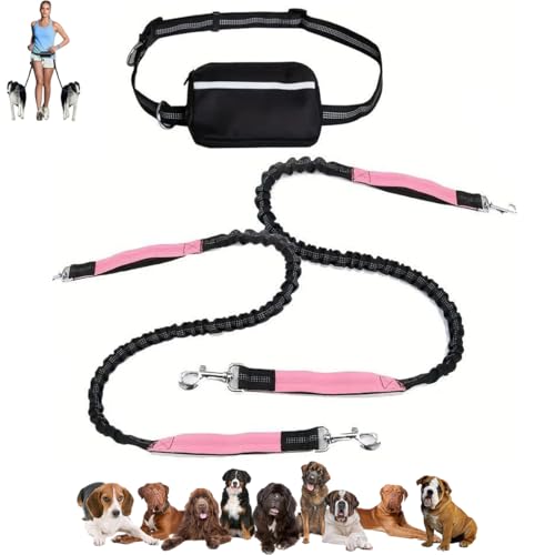 LUYJWZN Upliftjoys Dog Leash, Upliftjoys Hands Free Dog Leash with Zipper Pouch, Dual Padded Handles Waist Leashes for Medium and Large Dog, Reflective Design (H,Double Rope) von LUYJWZN