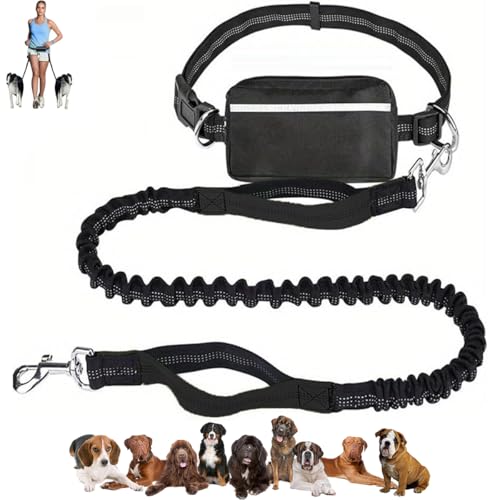 LUYJWZN Upliftjoys Dog Leash, Upliftjoys Hands Free Dog Leash with Zipper Pouch, Dual Padded Handles Waist Leashes for Medium and Large Dog, Reflective Design (I,Single Rope) von LUYJWZN