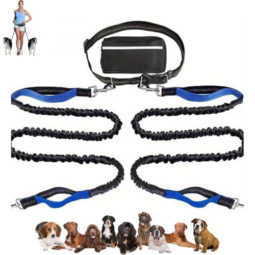 LUYJWZN Upliftjoys Dog Leash, Upliftjoys Hands Free Dog Leash with Zipper Pouch, Dual Padded Handles Waist Leashes for Medium and Large Dog, Reflective Design (K,Double Rope) von LUYJWZN