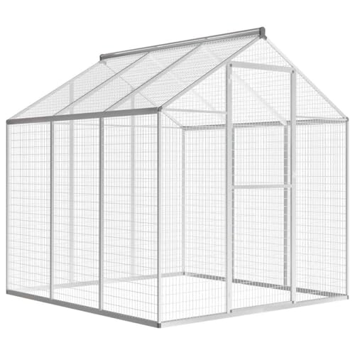 Freilaufgehege Hühnerstall Kleintierstall Hühnerhaus Geflügelstall mit Tür Haustierkäfig Hühnerkäfig Vogelkäfig Kleintiere Außenvoliere 183 x 178 x 194 cm Aluminium von LVHUIDEH