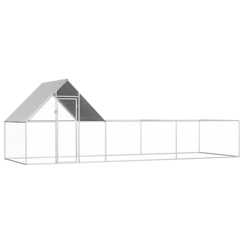 Hühnerstall/Freilaufgehege/Außengehege mit Wasserfesten Dach, Tiergehege Geflügelstall für Huhn Henne Ente Gans, 600 x 200 x 200 cm, Verzinkter Stahl von LVHUIDEH