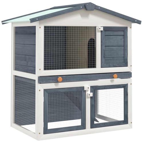 Kaninchenstall/Kleintierhaus/Hasenstall mit 3 Türen, für Kleineren Haustieren, Witterungsbeständig, 94 x 60 x 98 cm, Holz, Einfacher Zusammenbau von LVHUIDEH