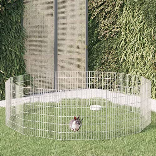 Kleintiergehege/Freilaufgehege/Kaninchengehege, Gehege für Hamster Kaninchen Meerschweinchen, 12er Set, 54 x 60 cm Größe jedes Paneels, Verzinktes Eisen von LVHUIDEH