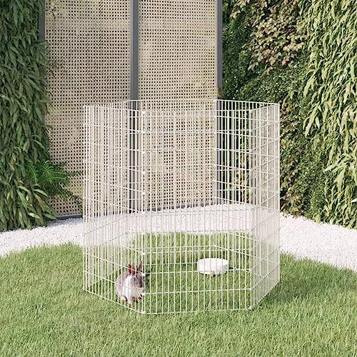 Kleintiergehege/Freilaufgehege/Kaninchengehege, Gehege für Hamster Kaninchen Meerschweinchen, 6er Set, 54 x 100 cm Größe jedes Paneels, Verzinktes Eisen von LVHUIDEH