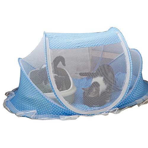 LVLONG Katzenzelte für Indoor-Katzen in Rosa und Blau, faltbar, groß, mit Haustiermatratze und Kissen, für mehrere Katzen, Kaninchen (Farbe: Blau) von LVLONG