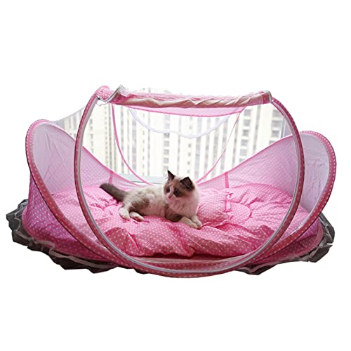 LVLONG Katzenzelte für Indoor-Katzen in Rosa und Blau, faltbar, groß, mit Haustiermatratze und Kissen, für mehrere Katzen, Kaninchen (Farbe: Rosa) von LVLONG