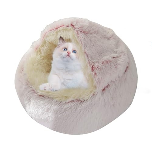 Katzenbetthöhle - Geschlossenes, beruhigendes Höhlenbett für kleine Haustiere | Haustierhöhlenbett, bequem und weich, Flauschiges Katzenbett, warm, abnehmbar, für Katzen, kleine Hunde, große Lvtfco von LVTFCO