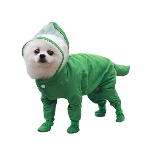 LVYUDS Alles Inklusive Regenmantel Hund Bringen Regenstiefel 4 Beine, Hunde Regenmantel mit Kapuze Wasserdicht Abnehmbar Heckabdeckung, für Klein Katzen Hunde(Color:GrüN,Size:XXL) von LVYUDS