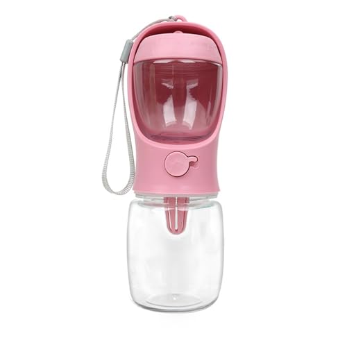 LVYUDS Hundetrinkflasche for Unterwegs 2 in 1, Hunde Trinkflasche Auslaufsicher mit Futterbehälter, Trinkflasche Hund for Hunde Campingreisen zu Fuß (Color : Pink, Size : 350ml) von LVYUDS