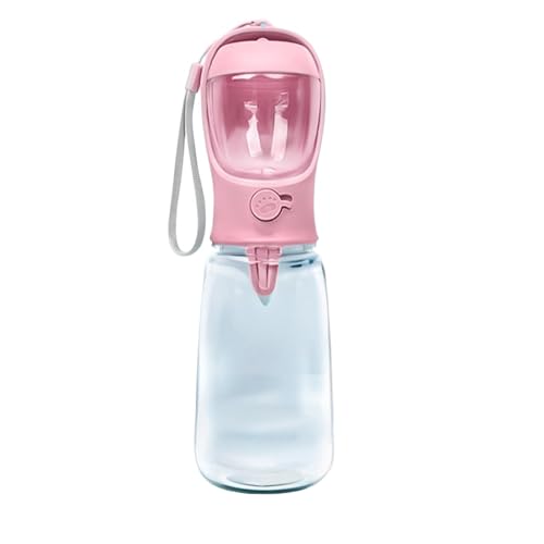 LVYUDS Hundetrinkflasche for Unterwegs 2 in 1, Hunde Trinkflasche Auslaufsicher mit Futterbehälter, Trinkflasche Hund for Hunde Campingreisen zu Fuß (Color : Pink, Size : 550ml) von LVYUDS