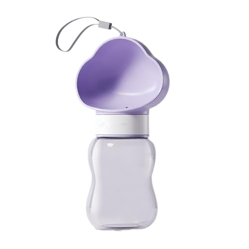 LVYUDS Hundetrinkflasche for Unterwegs 2 in 1, Tragbar Hunde Trinkflasche Auslaufsicher mit Futterbehälter, Trinkflasche Hund for Hunde Reisen, Wandern und Camping (Color : Purple, Size : 350ml) von LVYUDS