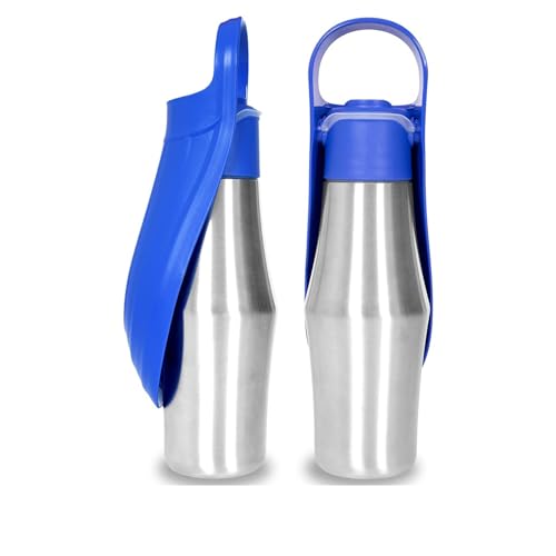 LVYUDS Hundetrinkflasche for Unterwegs Faltbare, Hunde Trinkflasche, Edelstahl Trinkflasche Hund Perfekt for Reisen Wandern Wandern Draussen Aktivitäten (Color : Blau) von LVYUDS