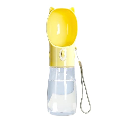 LVYUDS Hundetrinkflasche for Unterwegs mit Futterbehälter, Hunde Trinkflasche Auslaufsicher, Trinkflasche Hund for Draussen Gehen Reisen for Hunde Kleiner Rassen (Color : Gelb, Size : 380ml) von LVYUDS