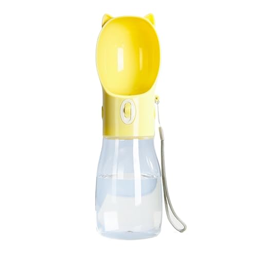 LVYUDS Hundetrinkflasche for Unterwegs mit Futterbehälter, Hunde Trinkflasche Auslaufsicher, Trinkflasche Hund for Draussen Gehen Reisen for Hunde Kleiner Rassen (Color : Gelb, Size : 500ml) von LVYUDS