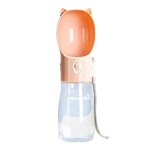 LVYUDS Hundetrinkflasche for Unterwegs mit Futterbehälter, Hunde Trinkflasche Auslaufsicher, Trinkflasche Hund for Draussen Gehen Reisen for Hunde Kleiner Rassen (Color : Pink, Size : 380ml) von LVYUDS