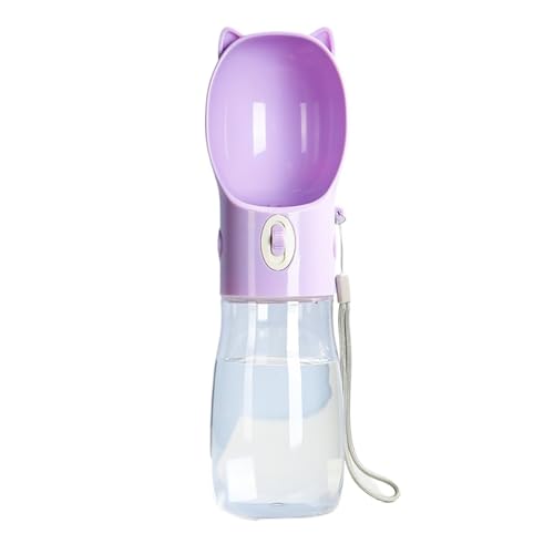 LVYUDS Hundetrinkflasche for Unterwegs mit Futterbehälter, Hunde Trinkflasche Auslaufsicher, Trinkflasche Hund for Draussen Gehen Reisen for Hunde Kleiner Rassen (Color : Purple, Size : 380ml) von LVYUDS