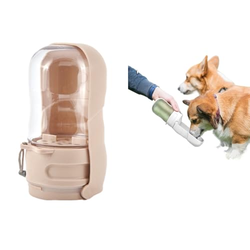 LVYUDS Hundetrinkflasche for Unterwegs mit Futterbehälter, Hunde Trinkflasche Faltbare, Trinkflasche Hund for Draussen Gehen Reisen for Hunde Kleiner Rassen (Color : Khaki, Size : Water Cup) von LVYUDS