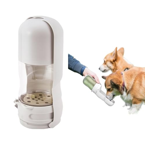 LVYUDS Hundetrinkflasche for Unterwegs mit Futterbehälter, Hunde Trinkflasche Faltbare, Trinkflasche Hund for Draussen Gehen Reisen for Hunde Kleiner Rassen (Color : Weiß, Size : 2-in-1) von LVYUDS