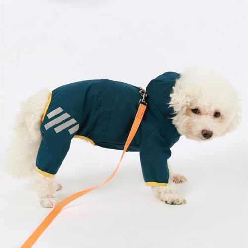 LVYUDS Mit Kapuze Undurchlässig Regenmantel Hund, 4 Beine Alles Inklusive Wasserdicht Einstellbar Taste Hunde Regenmantel, Reflektierend Jacke für Groß mittel Kleine Hunde(Color:Blau,Size:S) von LVYUDS