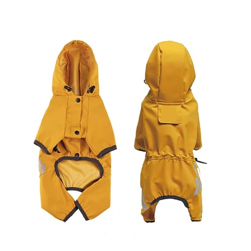 LVYUDS 10pcs Mit Kapuze Undurchlässig Regenmantel Hund, 4 Beine Alles Inklusive Wasserdicht Einstellbar Taste Hunde Regenmantel, Reflektierend Jacke für Groß mittel Kleine Hunde(Color:Gelb,Size:M) von LVYUDS