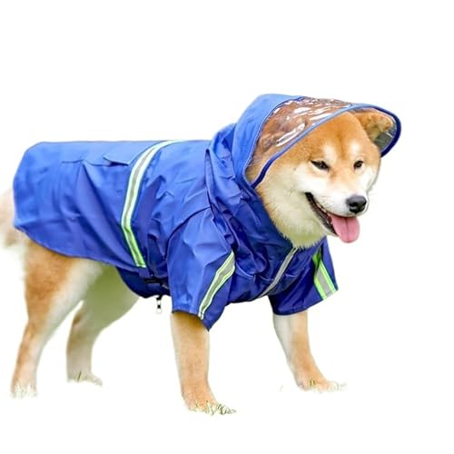 LVYUDS Reißverschluss Regenmantel Hund mit Kapuze, Alles Inklusive 2 Beine Wasserdicht Hunde Regenmantel Reflektierend Einstellbar, Regenjacke Hunde für Groß Mittel Hunde(Color:Blau,Size:XXL) von LVYUDS