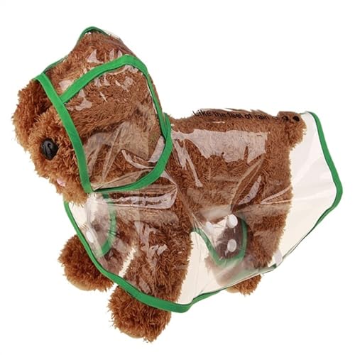 LVYUDS Transparent Mantel Regenmantel Hund, Eva Winddicht Regenfest mit Kapuze Geknöpft Licht Hunde Regenmantel, Einfach zu Setzen an Abheben übung Gehen Wandern(Color:GrüN,Size:S) von LVYUDS