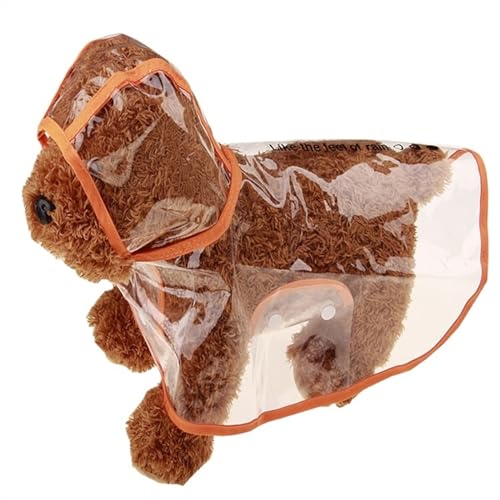 LVYUDS Transparent Mantel Regenmantel Hund, Eva Winddicht Regenfest mit Kapuze Geknöpft Licht Hunde Regenmantel, Einfach zu Setzen an Abheben übung Gehen Wandern(Color:Orange,Size:S) von LVYUDS