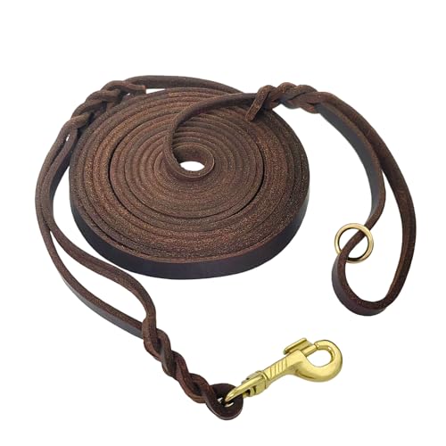 LWBMG 4,5 m lange Leder-Hundeleine, strapazierfähig, mit Verkehrsgriff, geflochtene Leder-Trainingsleine, zum Ausbinden für den Hof, ideal für Outdoor-Aktivitäten LWBMG 4,5 m lange Leder-Hundeleine, strapazierfähig, mit Verkehrsgriff, geflochtene Leder-Trainingsleine, zum Ausbinden für den Hof, ideal für Outdoor-Aktivitäten von LWBMG