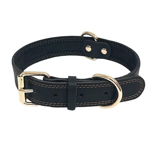 LWBMG Hundehalsband aus Leder, strapazierfähiges Hundehalsband, weiches und starkes Leder, verstellbar, für kleine, mittelgroße Hunde, Schwarz, Größe M LWBMG Hundehalsband aus Leder, strapazierfähiges Hundehalsband, weiches und starkes Leder, verstellbar, für kleine, mittelgroße Hunde, Schwarz, Größe M von LWBMG