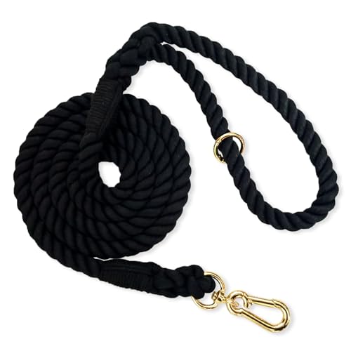 LWBMG Hundeleine, handgefertigt, geflochtenes Baumwollseil, für kleine, mittelgroße und große Hunde, 152 cm, Schwarz LWBMG Hundeleine, handgefertigt, geflochtenes Baumwollseil, für kleine, mittelgroße und große Hunde, 152 cm, Schwarz von LWBMG