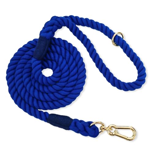 LWBMG Hundeleine, handgefertigt, geflochtenes Baumwollseil, für kleine, mittelgroße und große Hunde, Blau LWBMG Hundeleine, handgefertigt, geflochtenes Baumwollseil, für kleine, mittelgroße und große Hunde, Blau von LWBMG
